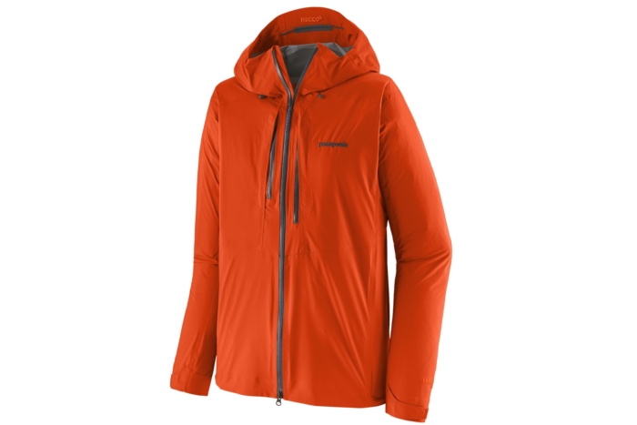 A studio preview shot of the Patagonia M10 Storm hardshell jacket.