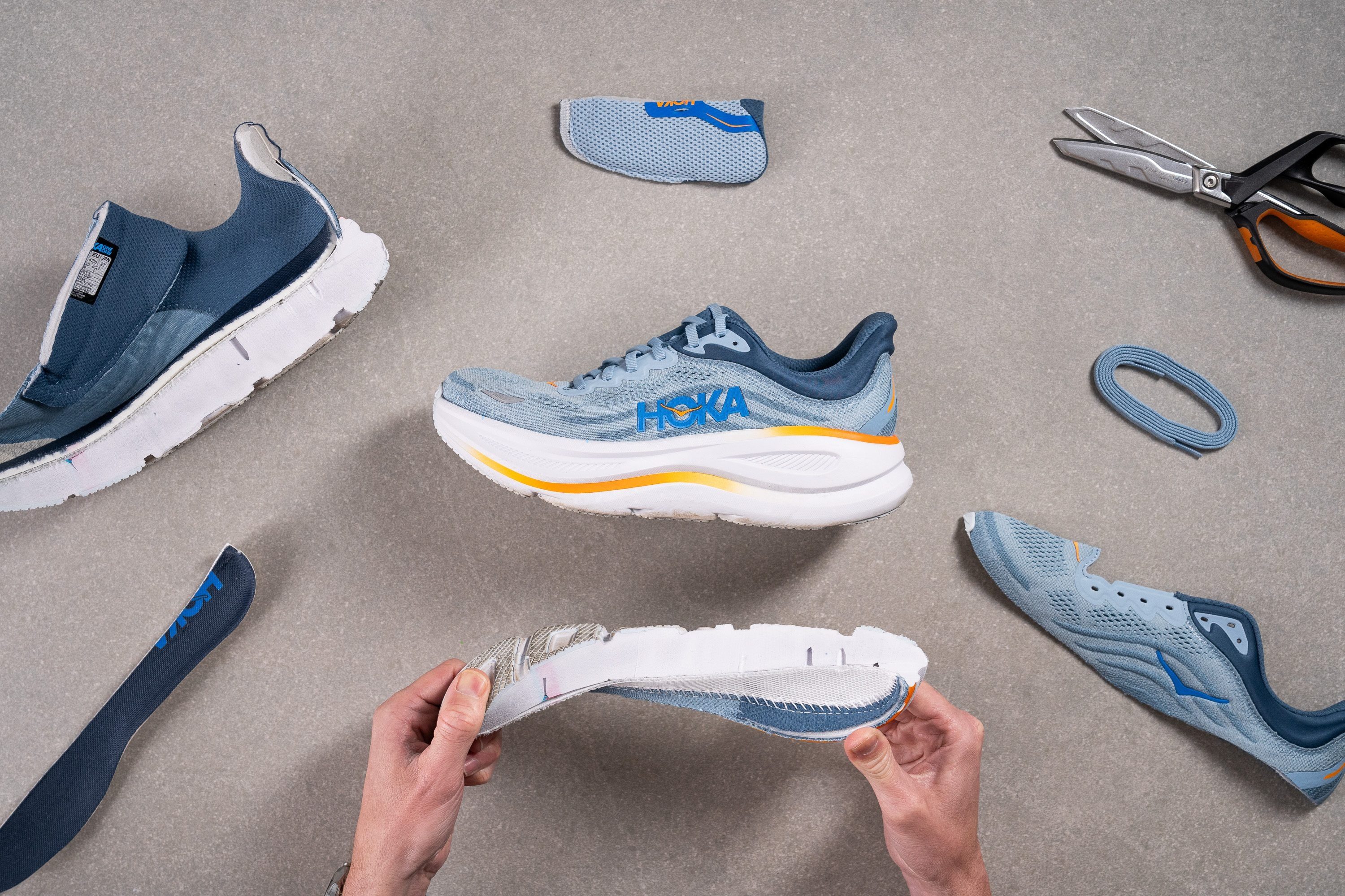 An illustrative diagram showing the layers of cushioning and support in a walking shoe.