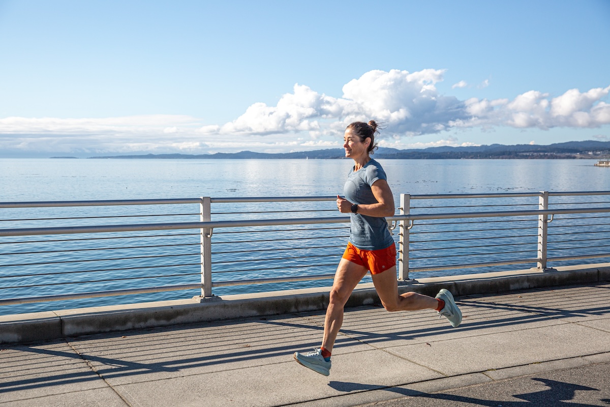 A runner on the road wearing Brooks Adrenaline GTS shoes.