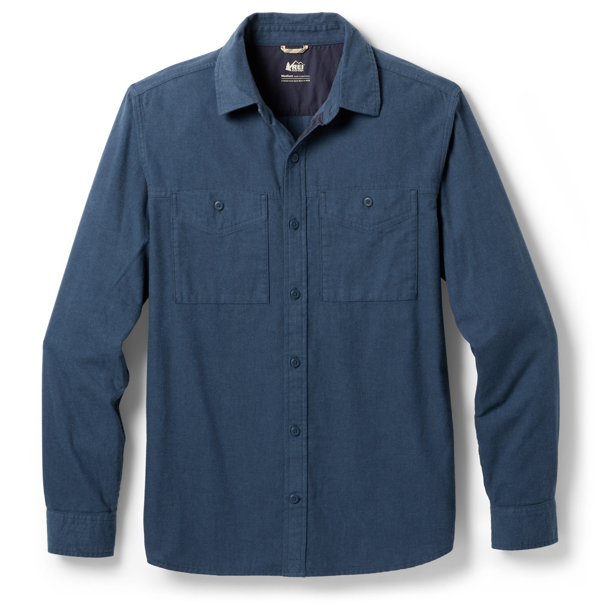 Close-up of an REI Co-op Campwell Flannel shirt.