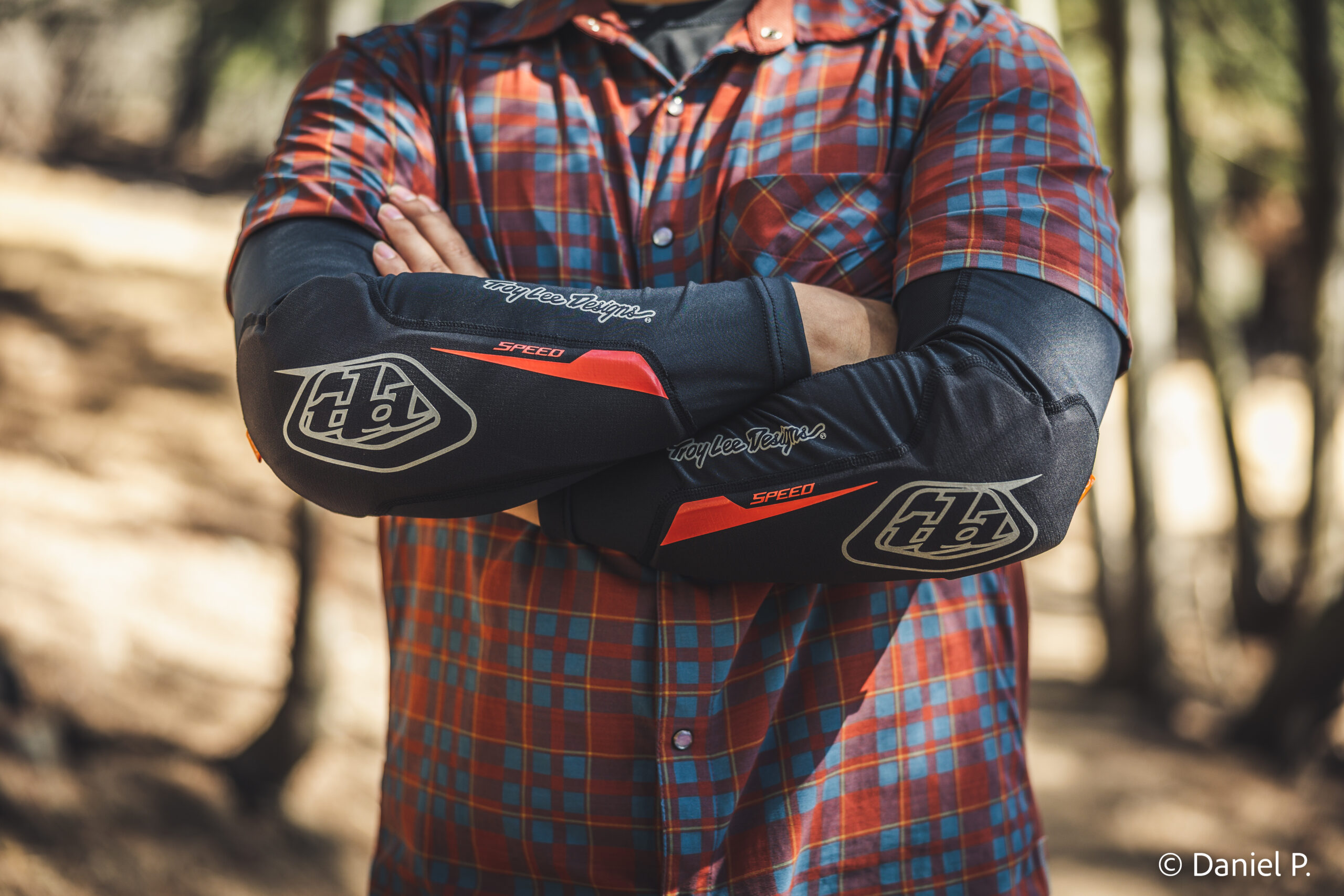 The Troy Lee Designs Speed Sleeve elbow pads shown from a side profile.