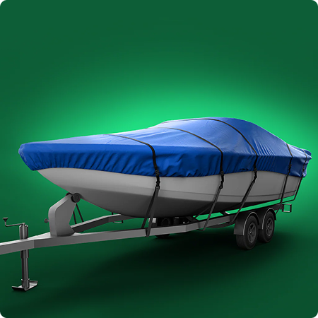 Heavy duty elite series boat cover showing a thick polyester weave.