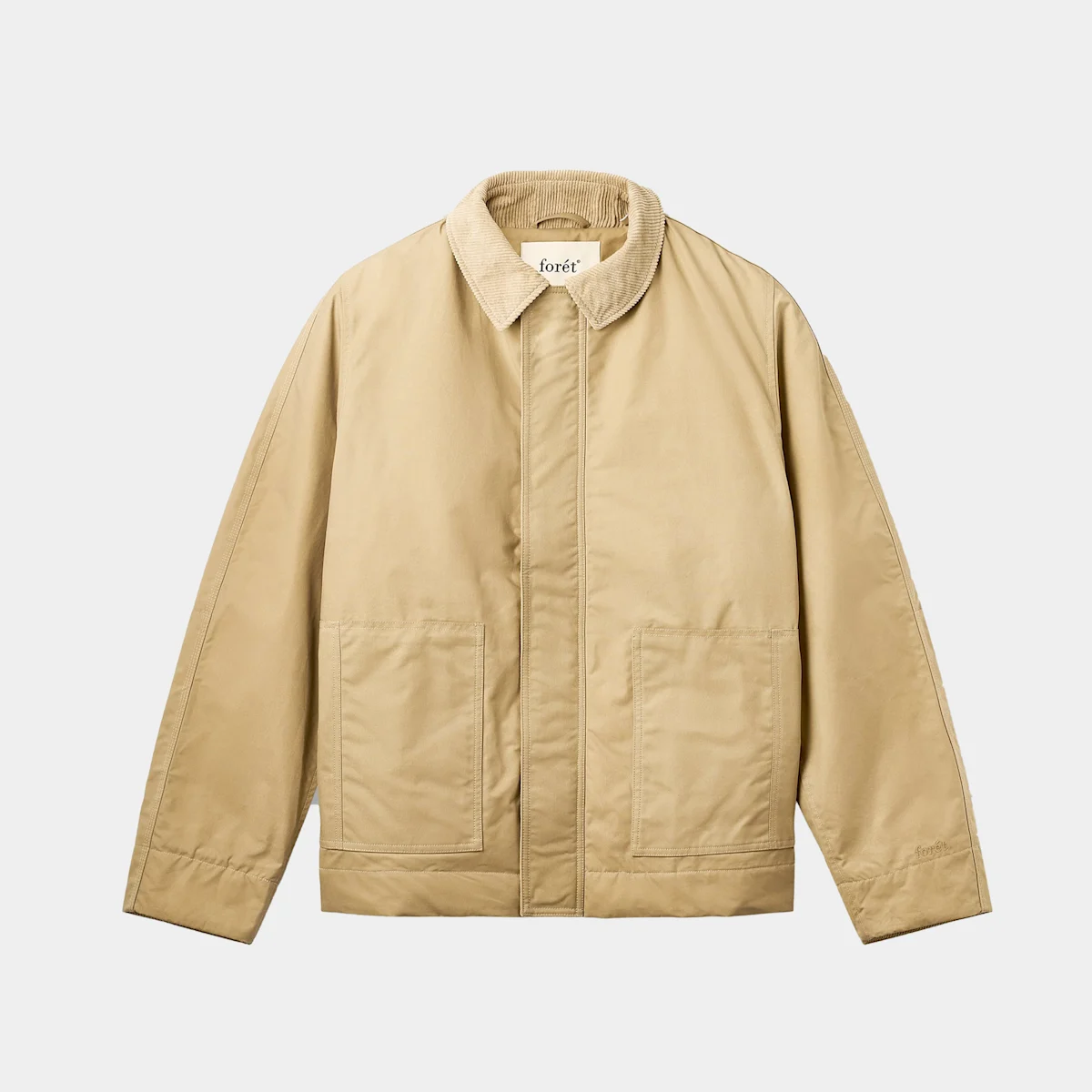 Studio shot of the Forét Aspen Padded Oilskin Jacket.