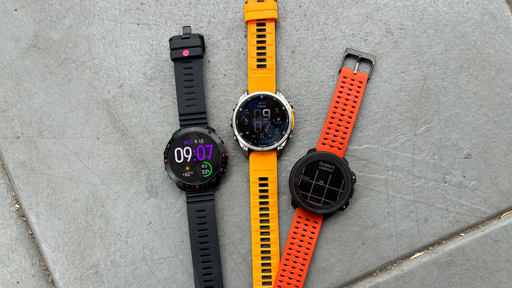 Close-up of a high-resolution, bright color display on a modern GPS sports watch.