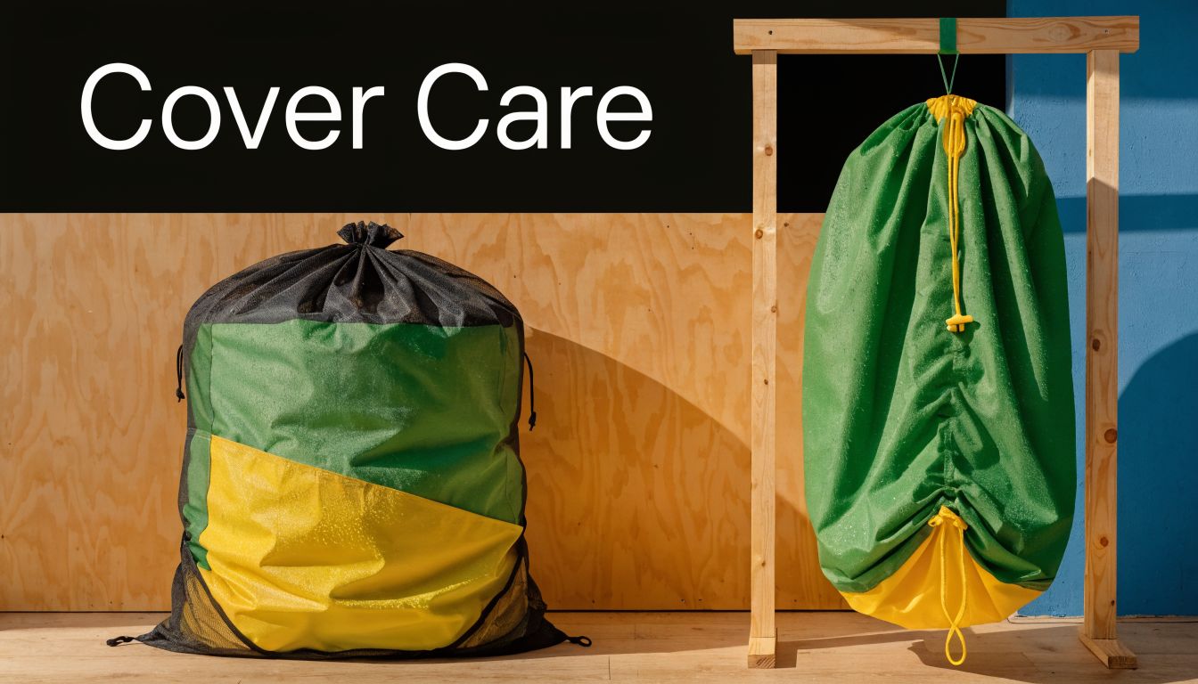 Two breathable mesh storage bags containing folded boat covers.