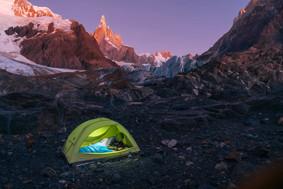 Zenbivy Ultralight Muscovy 900FP sleep system inside a mountaineering tent.