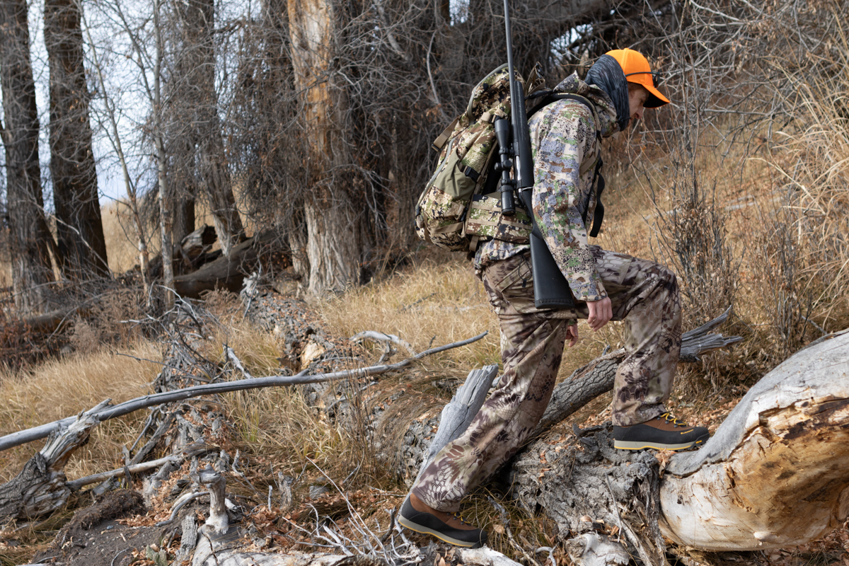 A hunter wearing LaCrosse Ursa Late Season boots in deep snow.