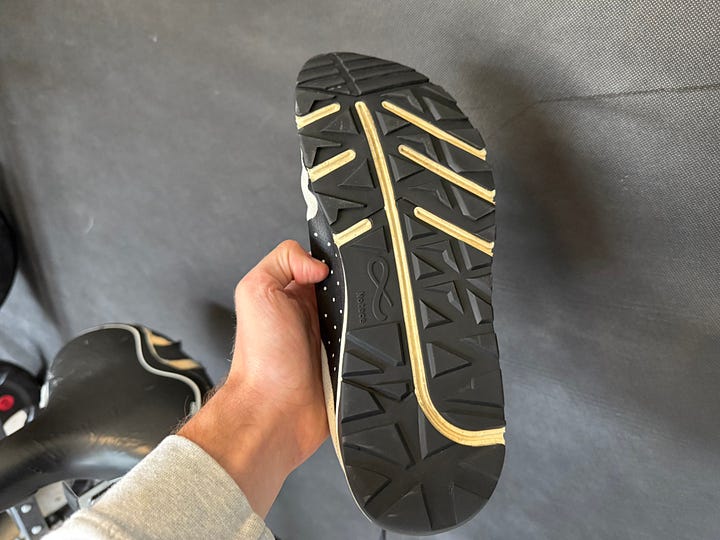 Macro shot of the 3mm rubber lugs on the Notace Yama T1 outsole.