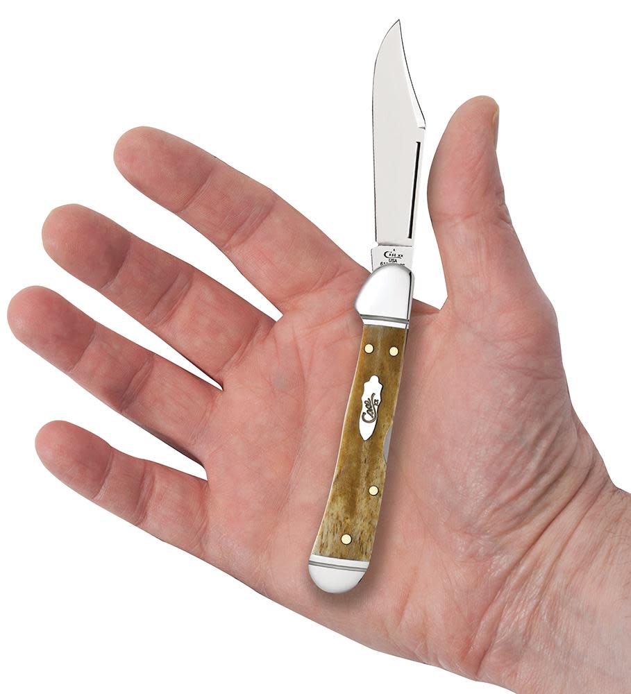 Case Mini CopperLock pocket knife with an antique bone handle and a polished locking blade.